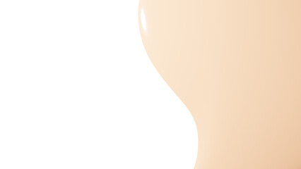 3D Illustration.Beige liquid in right half on white background. (Horizontal)