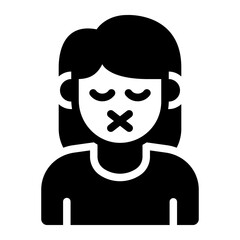 no talk emotion glyph icon woman avatar mute