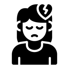 heartbreak emotion glyph icon woman avatar sad