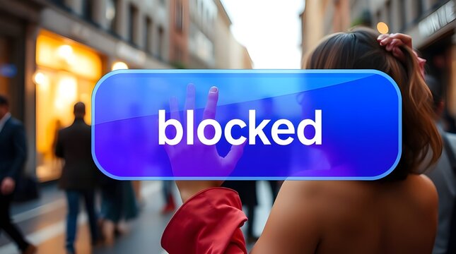 A modern and clean "Image" button design. The button should have a soft gradient background (blue to purple), rounded edges, a subtle shadow for depth, and smooth glossy highlights. The text "blocked'