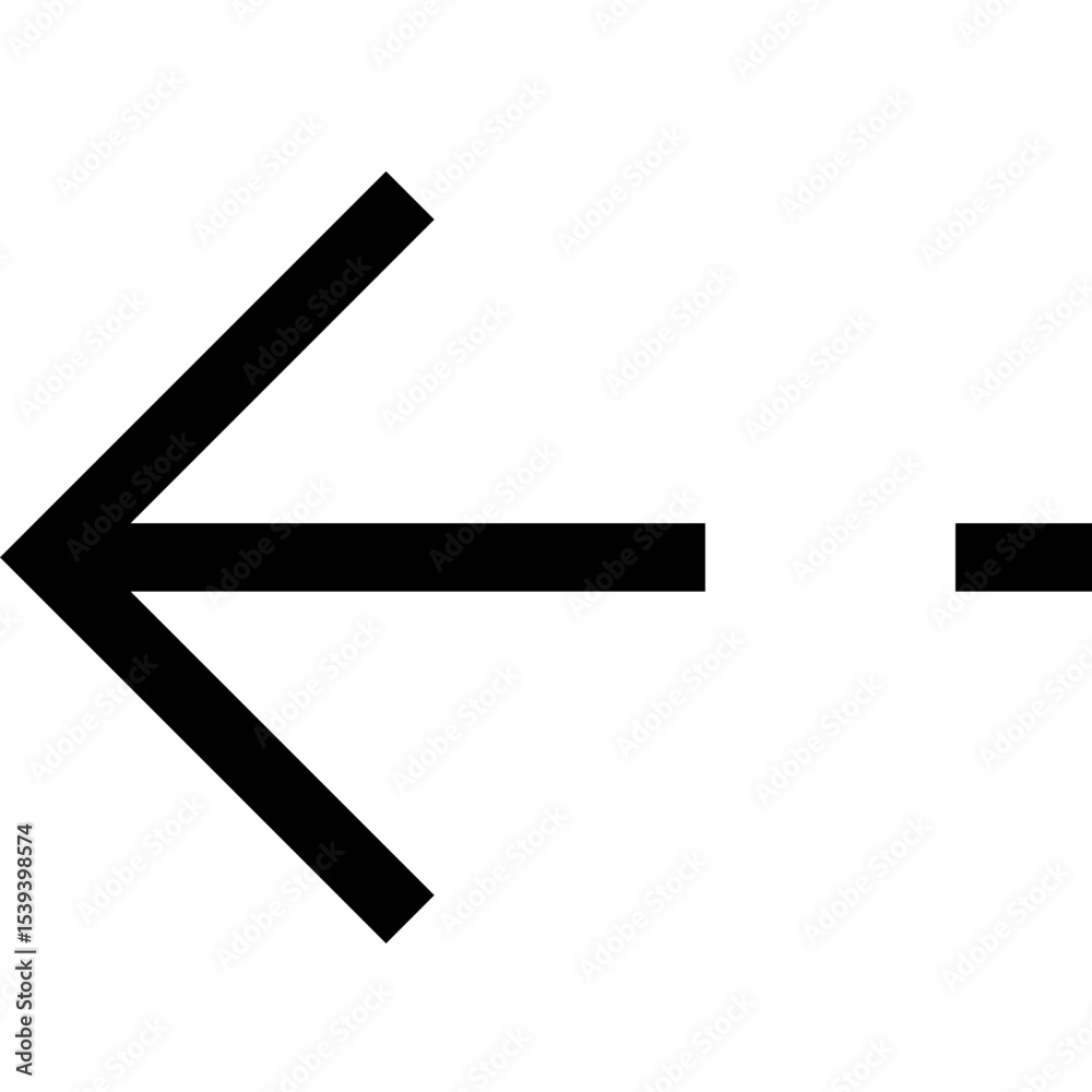 Poster a graphic illustration of a bold black arrow pointing left with a dashed line extending from it end