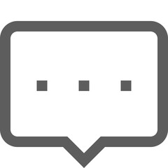 Gray speech bubble with rounded corners and three square dots indicating a message is loading or typing
