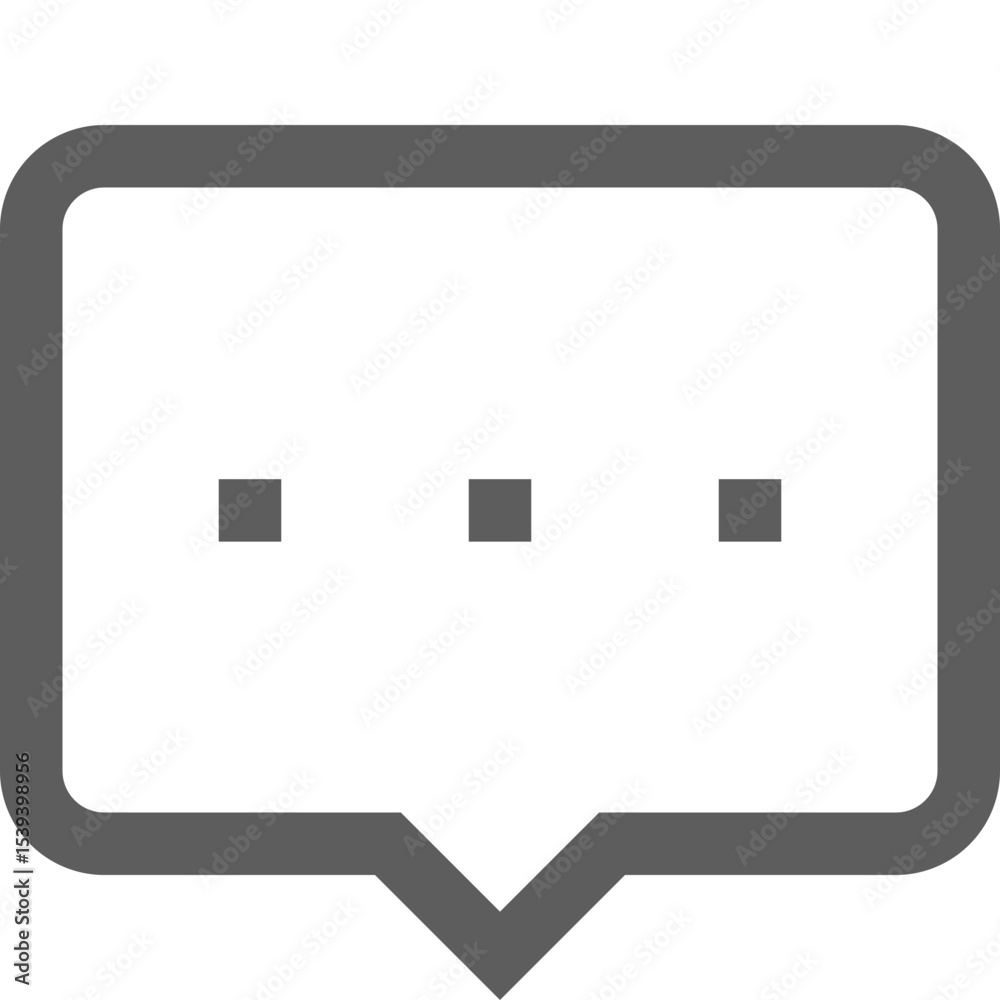 Poster gray speech bubble with rounded corners and three square dots indicating a message is loading or typ
