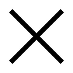 A simple illustration of a bold black x mark against a white background in a minimalist style design