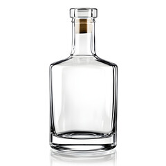 Elegant glass bottle for premium spirits and beverages, isolated on white background.