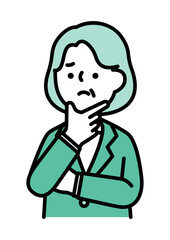 困っている表情とポーズのミドル・シニア世代女性のベクターイラスト