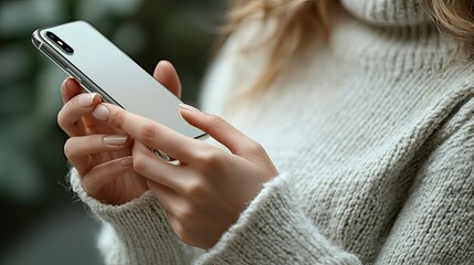 Close-up of hands holding a smartphone.