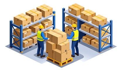 Warehouse Workers Packing Boxes.