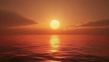 Sunset over a calm ocean. Warm colors