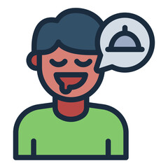 hungry emotion filled line icon man avatar craving