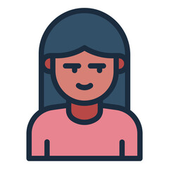 smirk emotion filled line icon woman avatar sarcastic