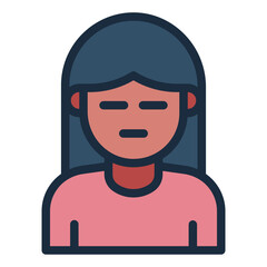 expressionless emotion filled line icon woman avatar blank
