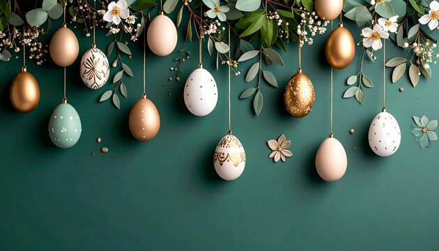 Easter eggs with spring floral decor.