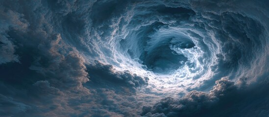 Ethereal portal swirling clouds with dark blue white hues abstract art transparent PNG, website background template and digital branding design kit.

