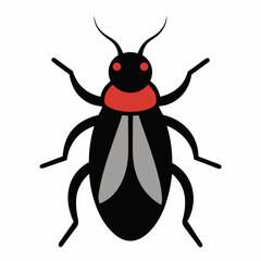 Simple cartoon illustration of a black insect