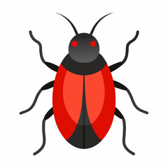 Red and black beetle illustration cartoon