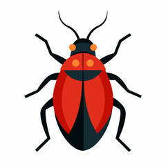 Red and black beetle illustration flat design