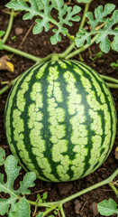 Looking Down at a Ripe Watermelon