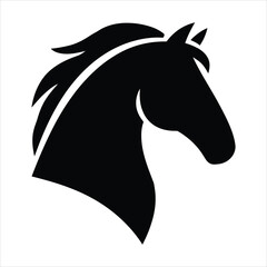 Black Horse Head Silhouette Vector Icon – Minimalist Equine Logo Illustration