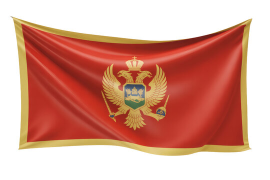 Waving Montenegrin Flag - A Stunning Image of the National Flag with its Golden Border and Two-Headed Eagle