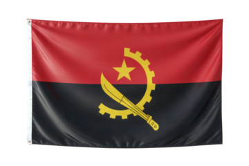 A Waving Angolan Flag Proudly Displaying National Symbolism and Patriotism