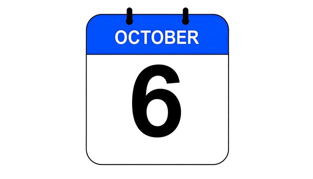 October 6th Calendar Icon.