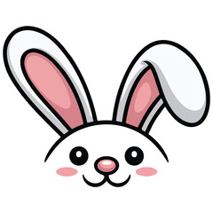 cute bunny animal face carnival mask isolated vector illustration on white background