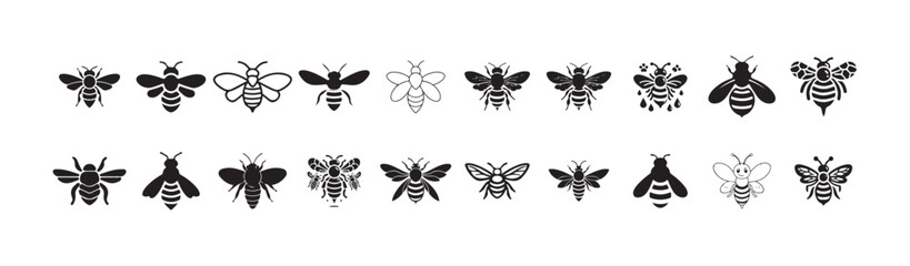 Silhouette honey bee. Isolated on background vector drawing for honey products, package, design. vector illustration eps 10.