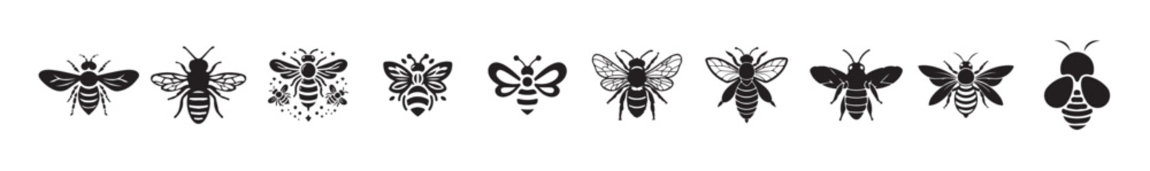 Bee vector icon . honey bee sign . isolated transparent . black outline and filled version, vector illustration eps 10.