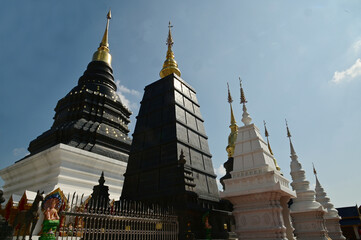The Great Stupa of the Twelve Zodiac Signs reflects the beliefs of the twelve zodiac signs in the Lanna style in the most beautiful and realistic way at Wat Den Sali Si Mueang Kaen. at Thailand.