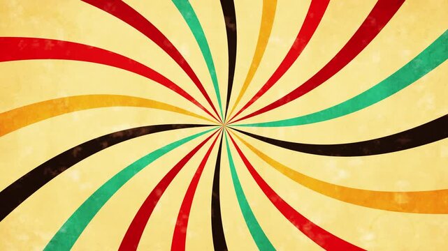 Retro spiral burst colourful background animation. 4K Video