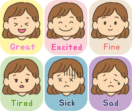 Cute Emotion Flashcards for Kids &ndash; Facial Expressions Illustration Set