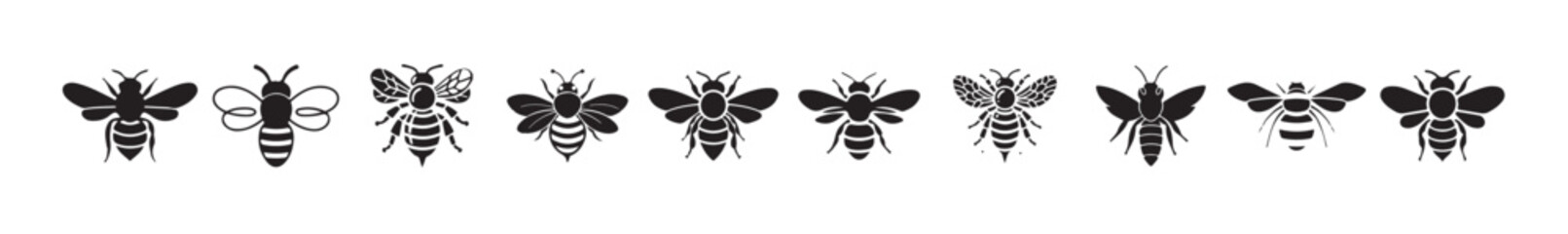 Honey bee icon vector silhouette illustration isolated on white background, vector illustration eps 10.