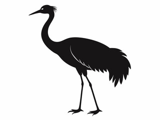 Sandhill Crane silhouette black color bird on white background