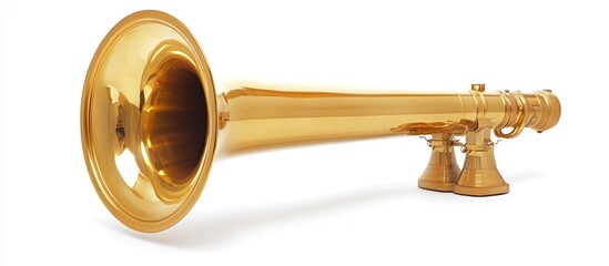 Shiny golden brass foghorn isolated, a symbol of seafaring history