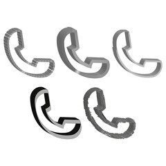 3D phone receiver. Isometric handset object. Black and gray shape. Vector telephone icon.