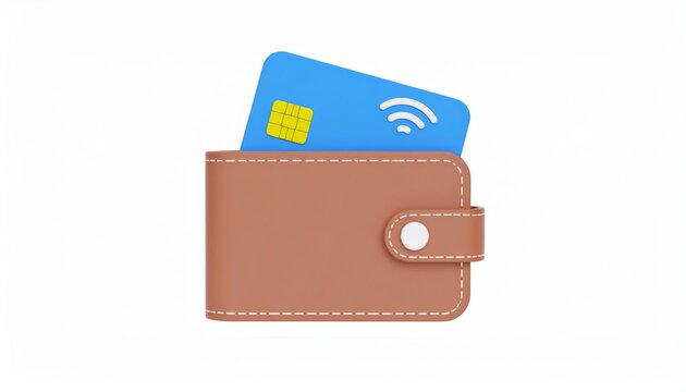 Engaging 3d render of a wallet with a contactless card demonstrating innovative secure payment technology