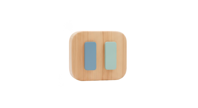 Beige wooden pause play icon