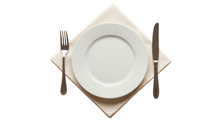 Empty plate with fork and knife on table setting