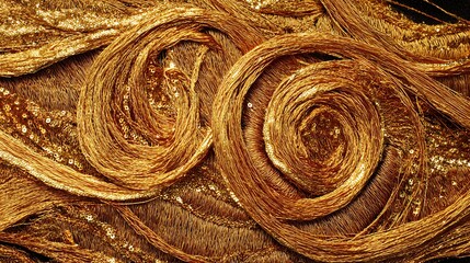 Intricate golden swirl patterns on a dark background, showcasing texture and depth.