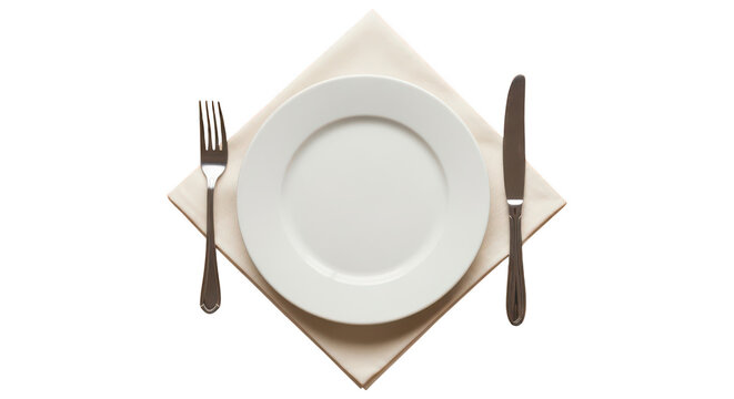Empty plate with fork and knife on table setting