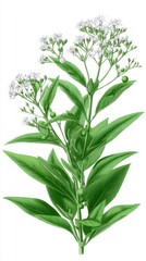 Obraz premium Detailed Botanical Illustration Smilax pseudosyphilitica Greenbrier Vine Flowers Berri