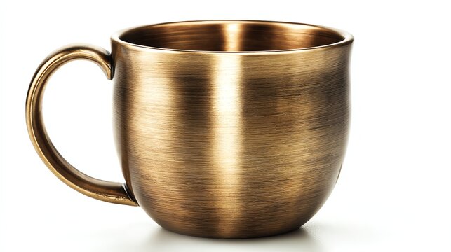 Elegant bronze mug with a smooth finish, isolated on a white background.