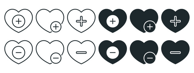 Add and delete wishlist icon. Illustration vector