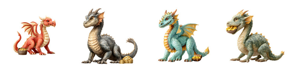 Obraz premium Diverse collection of fantasy dragon