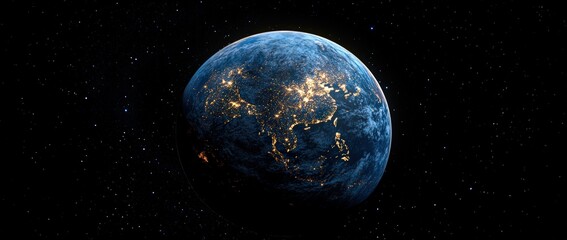 Fototapeta premium Stunning photorealistic image of earth at night with vibrant city lights