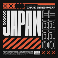 Japanese streetwear t-shirt design, Urban japan graphic, Tokyo japan poster vector, Japan culture design collection, Geometric streetwear for apparel
