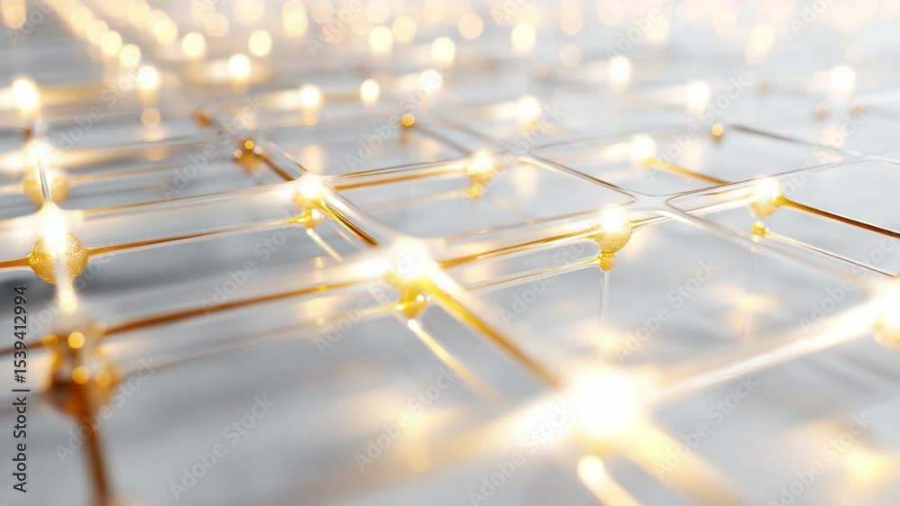 Wall mural abstract design of glowing lights on a grid with blurred background creating a dreamy atmosphere