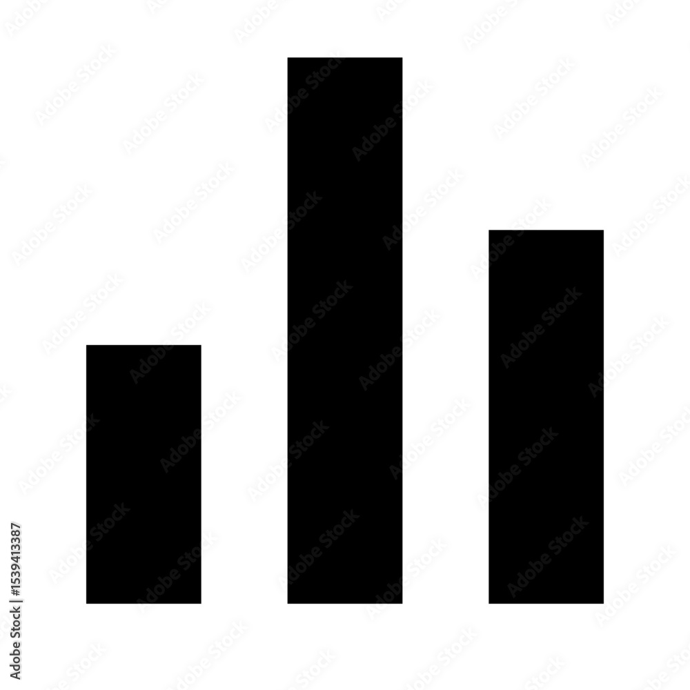 Poster a simple bar chart showing three bars of different heights on a white background in black color sche