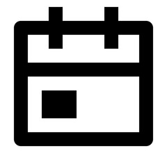 Illustration of simple calendar icon with rounded corners and a small square date indicator shown inside